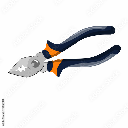 Cartoon Style Illustration Combination Plier with Rubber Handle Tool Icon