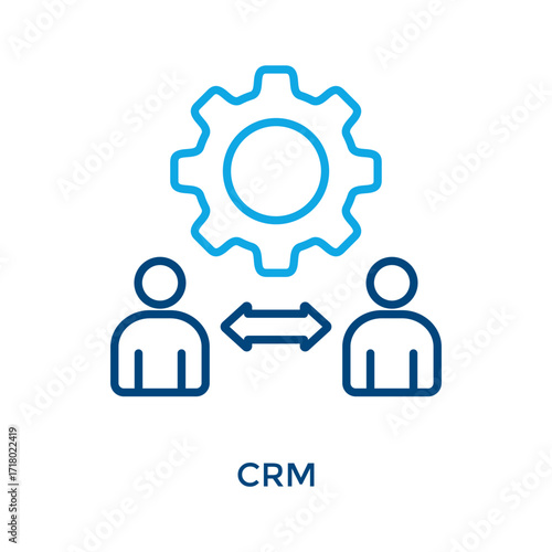 Crm Icon Outline Color Style. Vector Illustration For Graphic Design