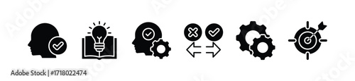 Competence icon packs, a concept of skills and knowledge. experience, knowledge, skills, behavior, performance, goals Vector illustration with keywords and icons.