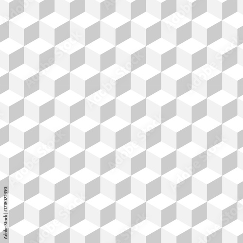 Seamless isometric cube pattern of geometric blocks in gray and white illustration vector for modern backgrounds, wallpapers, packaging, textiles and digital design