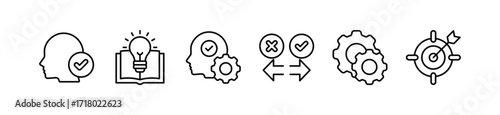 Competence icon packs, a concept of skills and knowledge. experience, knowledge, skills, behavior, performance, goals Vector illustration with keywords and icons.