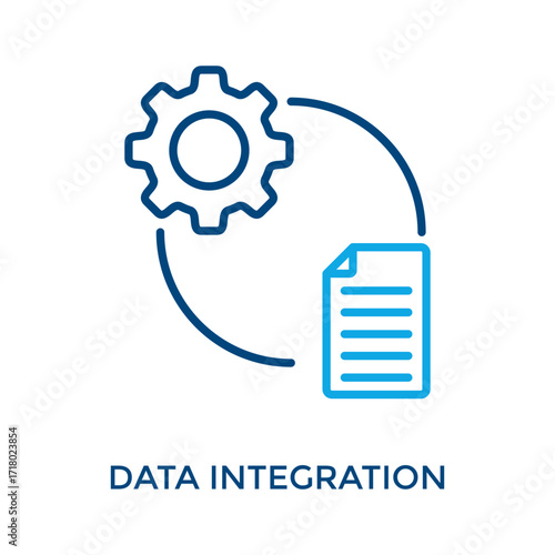 Data Integration Icon Outline Color Style. Vector Illustration For Graphic Design