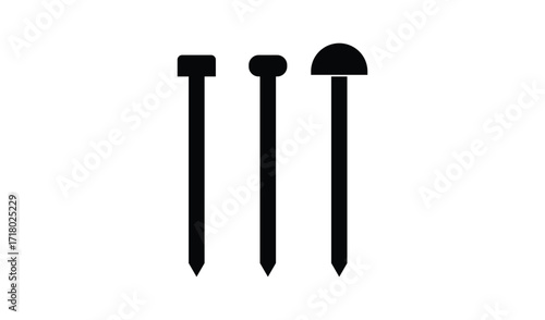 Three black silhouettes of garden tools on a white background