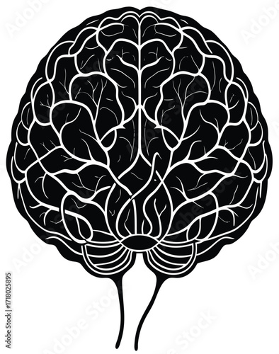 Vector illustration of the human brain and a tree merged as a concept of mind and intelligence