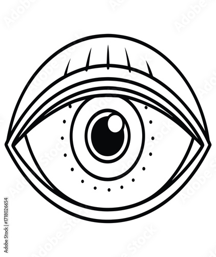 Eye icon vector illustration with iris and eyelashes design