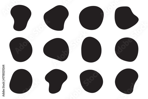 Blob shapes colorful and black collection vector design elements isolated. Random blob circles icon set. Isolated on a white background.