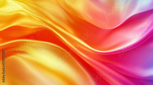 A silky fabric of a very bright orange fire color waves 