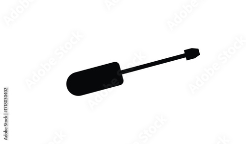 Black silhouette of a small spade tool on a white background