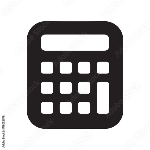 Black Calculator Icon with Display and Rounded Keys Design