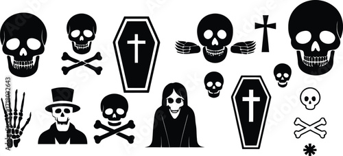 Skull and coffin danger symbol graphic collection