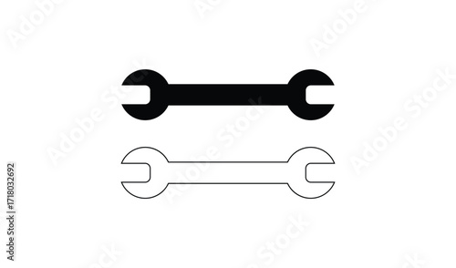 Black and white silhouette of a double open end wrench tool