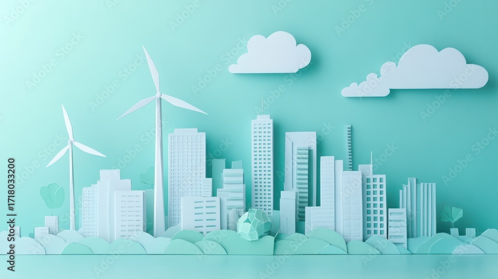 Obraz premium Cityscape paper cutout