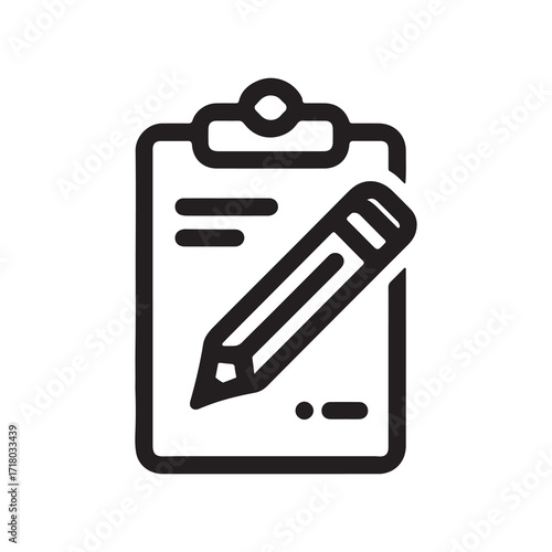 Clipboard with Pencil Icon Writing and Editing Tool Symbol