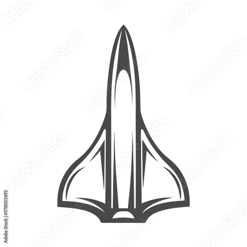 Minimalist Gray Spaceship on a White Background