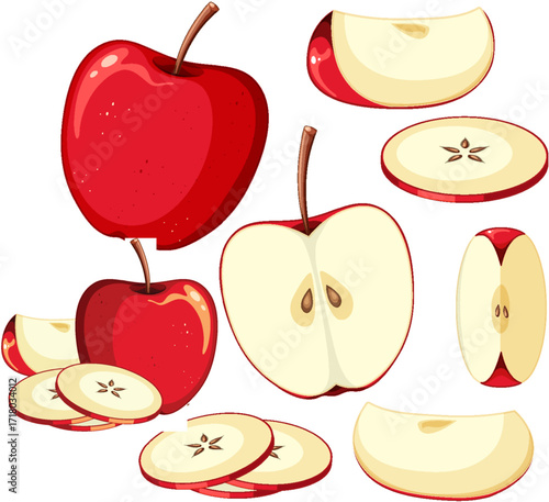Fresh fruit and berry set with apples pears cherries and more