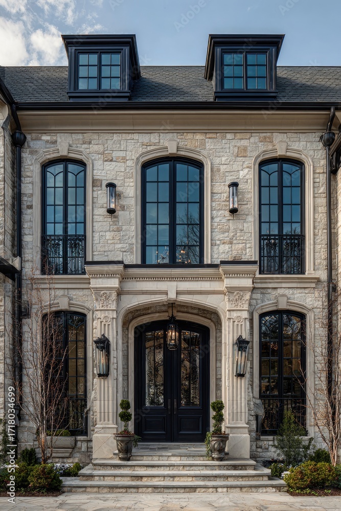 Obraz premium Elegant stone house entrance