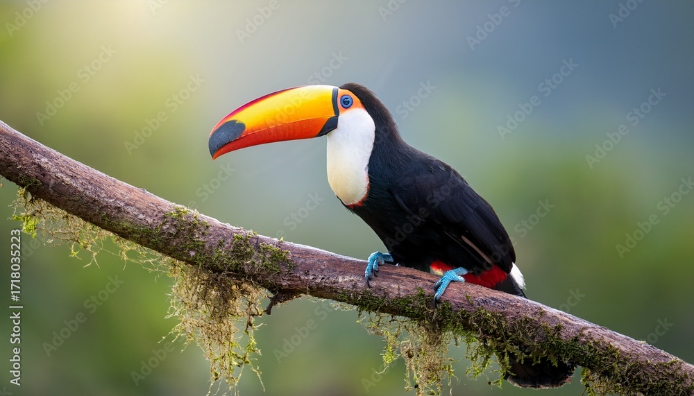 Fototapeta premium Colorful Toucan Bird Perched On A Branch Wildlife
