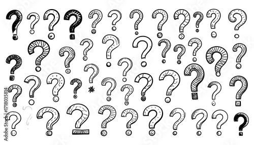 Collection of hand-drawn question marks