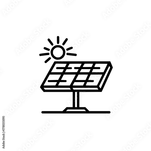 Solar panel energy icon illustration for renewable energy and sustainable technology solutions for homes