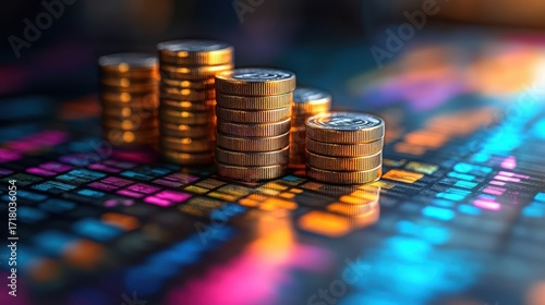 Investment growth analysis financial sector infographic digital environment high-resolution view wealth trends