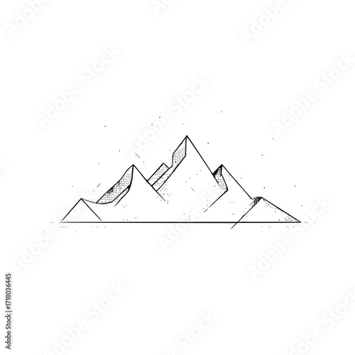 Mountain range drawing black and white peaks landscape sketch illustration vector design nature outdoors art 100