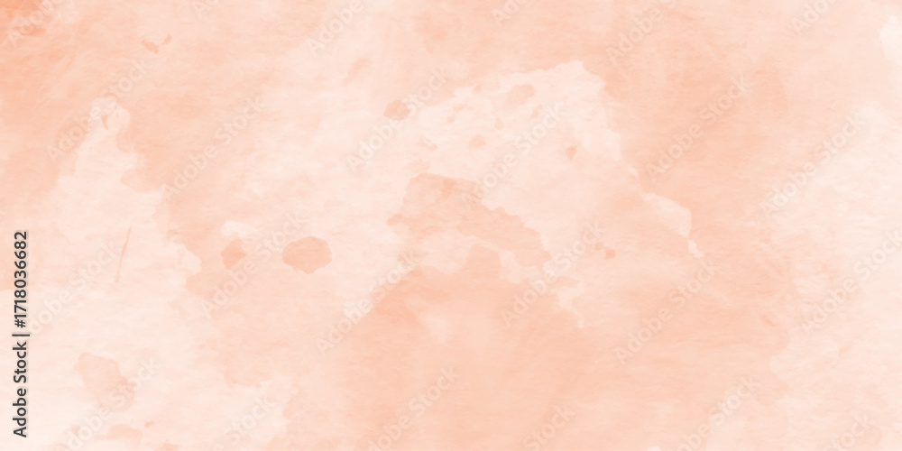 Fototapeta premium abstract orange watercolor blot on white background, oft splash and cloud texture design, Soft peach and orange watercolor wash background texture, with paint blotch and transparent background.