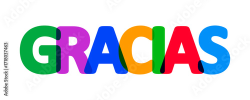 Vászonkép GRACIAS - thank you text in spanish language, colorful letters
