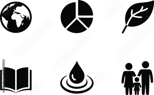 Icons Representing Global Concepts Education Environment Family Keywords: globe, earth, world