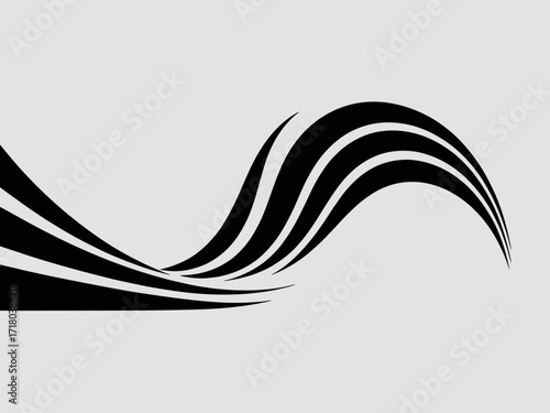 Abstract black and white flowing lines design resembling motion waves or dynamic graphic element for creative projects and presentations a modern minimalist vector illustration
