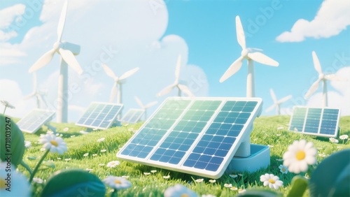 Renewable Energy Future: Solar Panels and Wind Turbines Powering Green Business Growth and Sustainable Marketing Campaigns