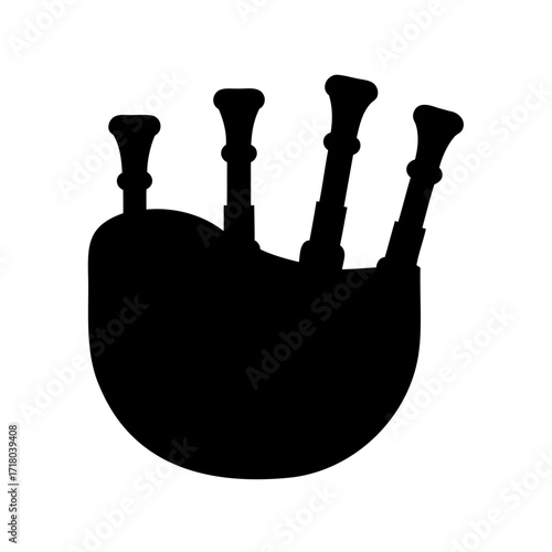 Silhouette of traditional Scottish bagpipes on a white background image