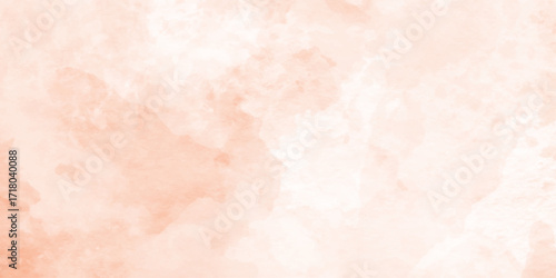 Abstract bright orange watercolor splash with soft edges blending into white background, abstract uniform filled color universal simple background, soft textured on wet white paper orange watercolor 