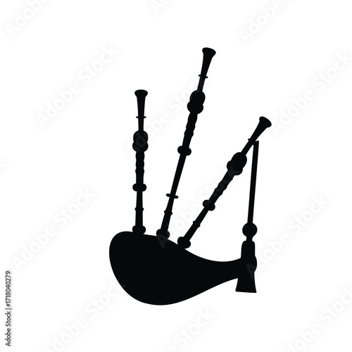 Detailed silhouette of bagpipes highlighting Scottish musical heritage and tradition