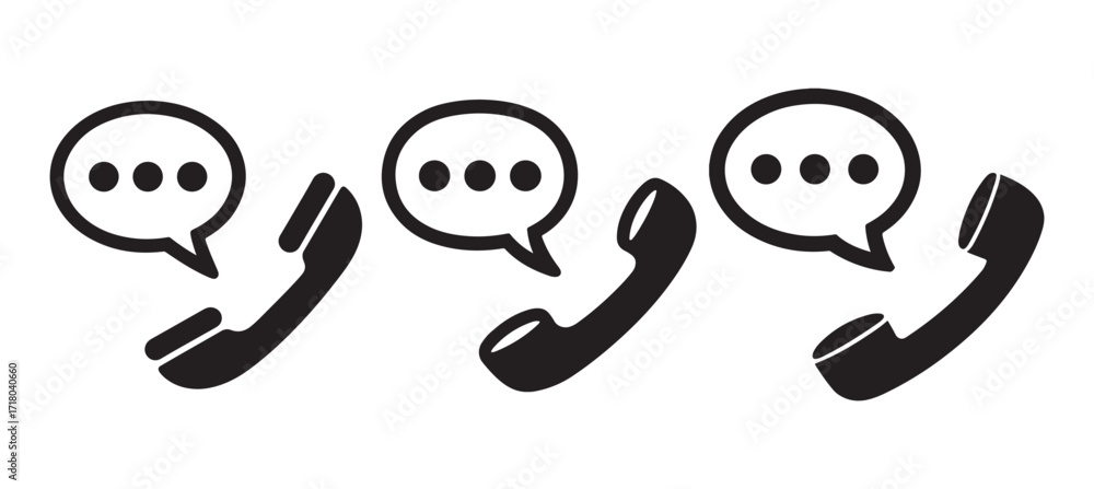 Obraz premium Phone Call with Chat Bubble Icon. Communication Vector Illustration eps 10