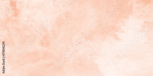 Abstract bright orange watercolor splash with soft edges blending into white background, abstract uniform filled color universal simple background, soft textured on wet white paper orange watercolor 