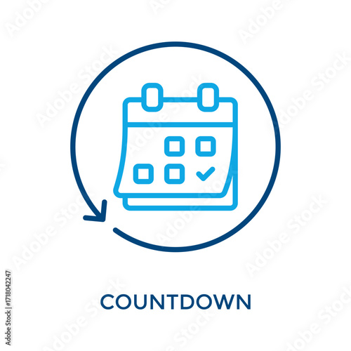 Countdown Icon Outline Color Style. Vector Illustration For Graphic Design