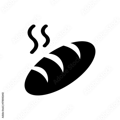 Hot bread icon. Bakery symbol in flat style. Fresh baguette sign. Loaf of bread pictogram for apps and web sites, infographic, restaurant and cafe menu, shop. Food vector illustration
