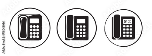 Landline Telephone Icon Set. Office Communication Vector Illustration EPS 10