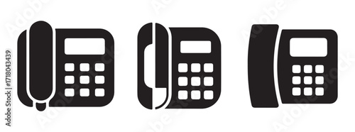 Landline Telephone Icon Set. Communication Device Vector Illustration EPS 10