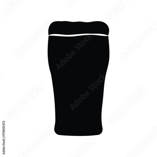 Black silhouette of a pint glass filled with liquid beverage