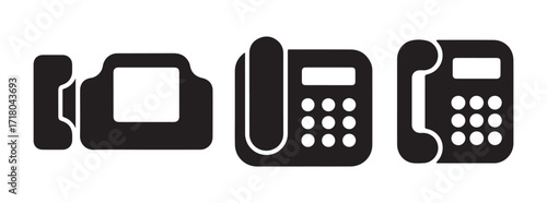 Landline Telephone Icon Set. Communication Device Vector Illustration EPS 10