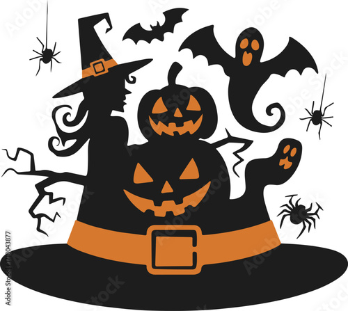 Halloween silhouette vector art and illustration.