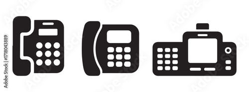 Landline Telephone Icon Set. Communication Device Vector Illustration EPS 10