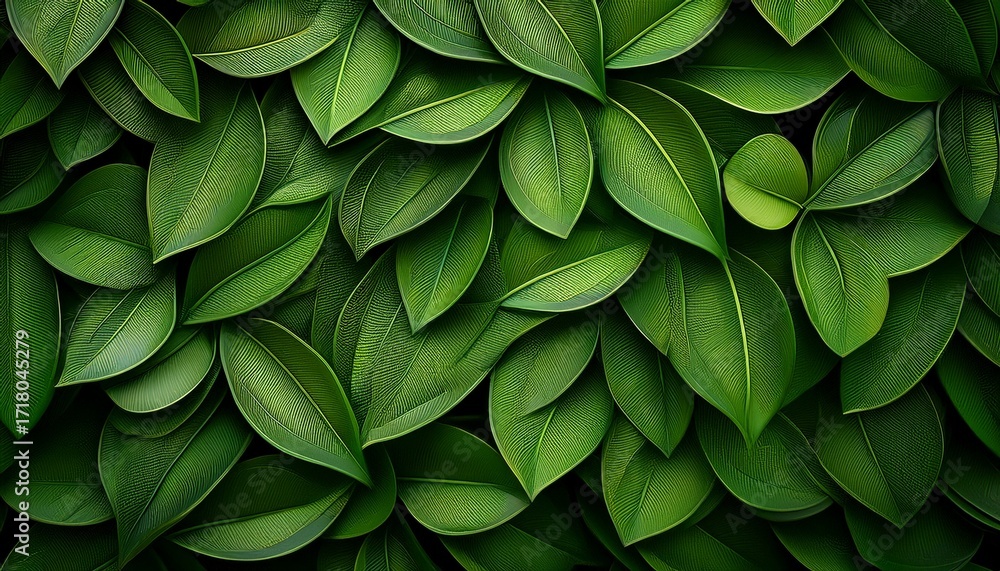 Obraz premium Abstract Green Foliage Background With Overlapping Layers