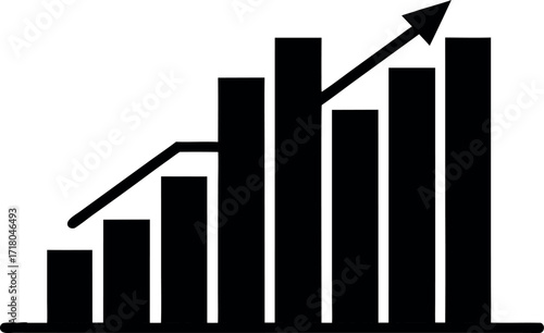 Financial growth graph with arrow design vector illustration isolated