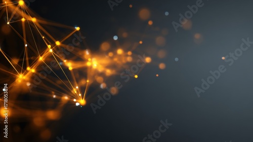 Abstract Orange Light Connections Against Dark Background