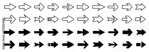 Arrow icon set, arrow cursor collection, different arrow signs, black arrows button icons