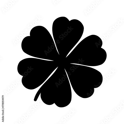 Black Silhouette of a Four Leaf Clover Symbol of Luck