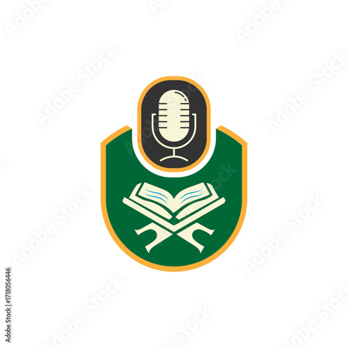 islamic quran logo design, Crescent Moon Star Islamic School Quran Reading Learning Logo, Islamic logo sign, quran icon and mosque icon Which is represents islam, Quran reading