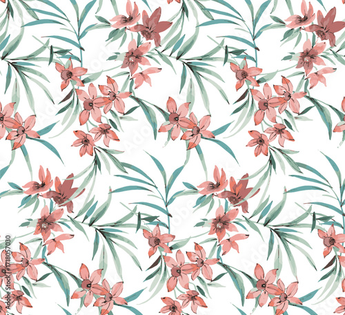 Classic Popular Flower Seamless pattern background - For easy making seamless pattern use it for filling any contours